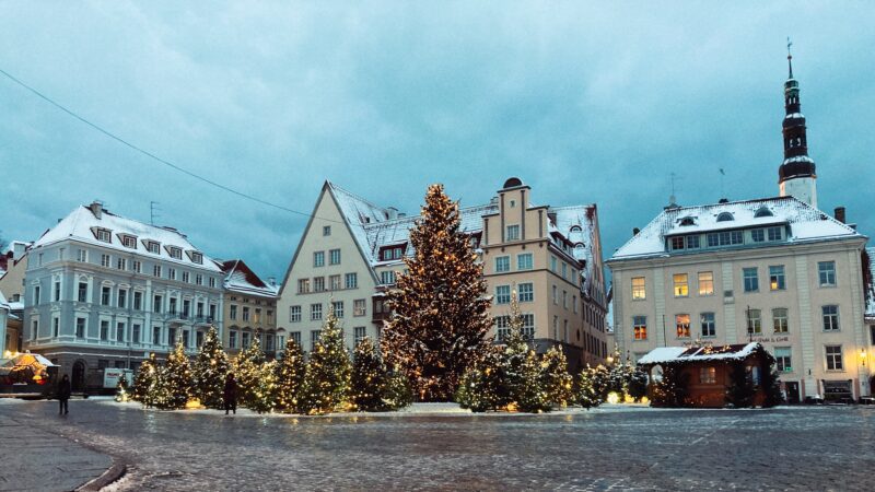 Snowy scene in Tallinn